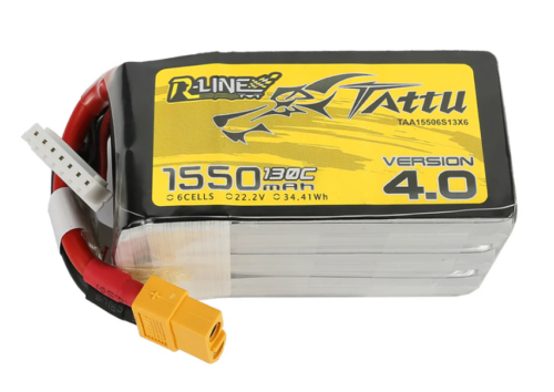 Tattu R-Line Version 4.0 1550mAh 6S 22.2V 130C Lipo Battery Pack with XT60 Plug