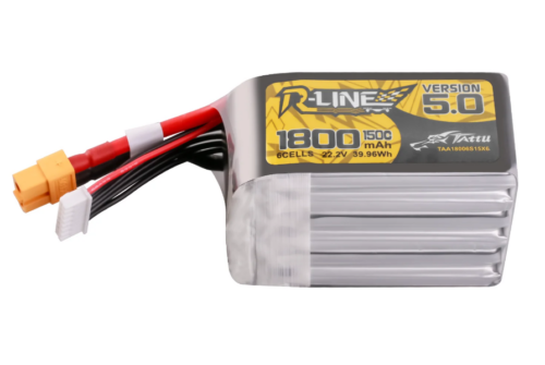 Tattu R-Line Version 5.0 1800mAh 22.2V 150C 6S Lipo Battery Pack with XT60 Plug